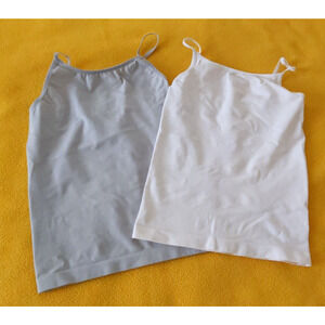 SET of 2 XHILARATION White Gray Tank Top Camisole Girls Size Medium